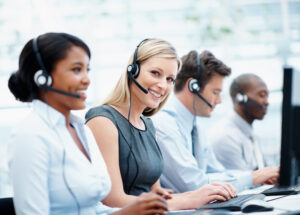 woman working at a call center